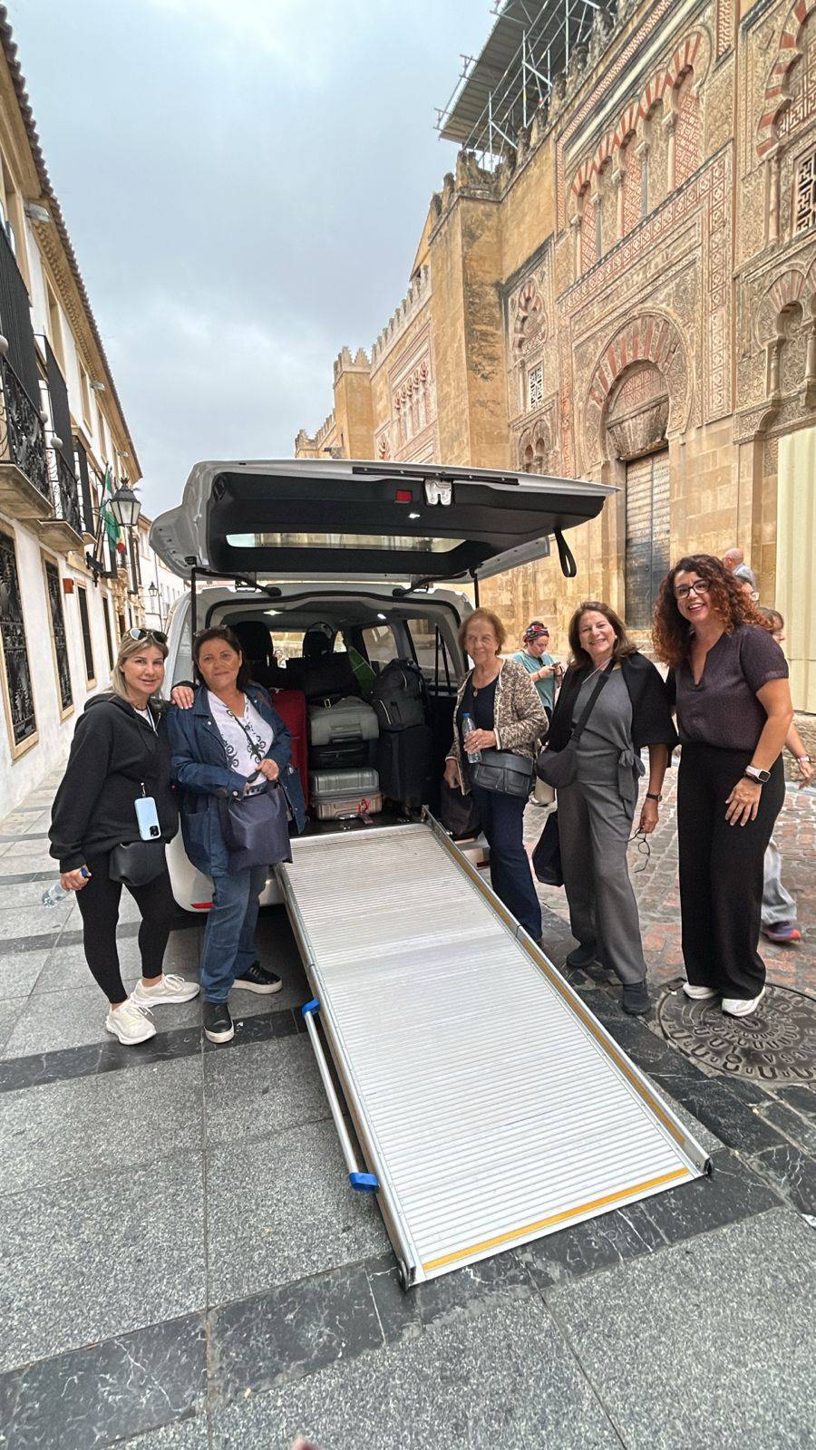 Our minivan in front of the Mezquita, Córdoba